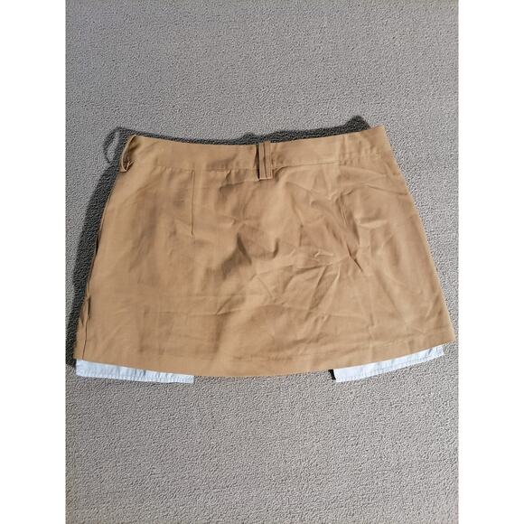 ZARA Medium Female Brown Tan Pleated Skirt with White Layered Hemline Stylish - Picture 3 of 14
